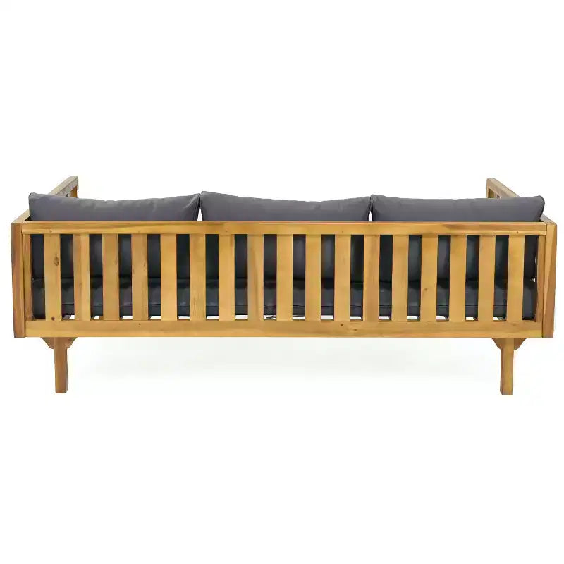 Christopher Knight Home Claremont set da conversazione da 4 pezzi moderno da esterno in legno di acacia con cuscini