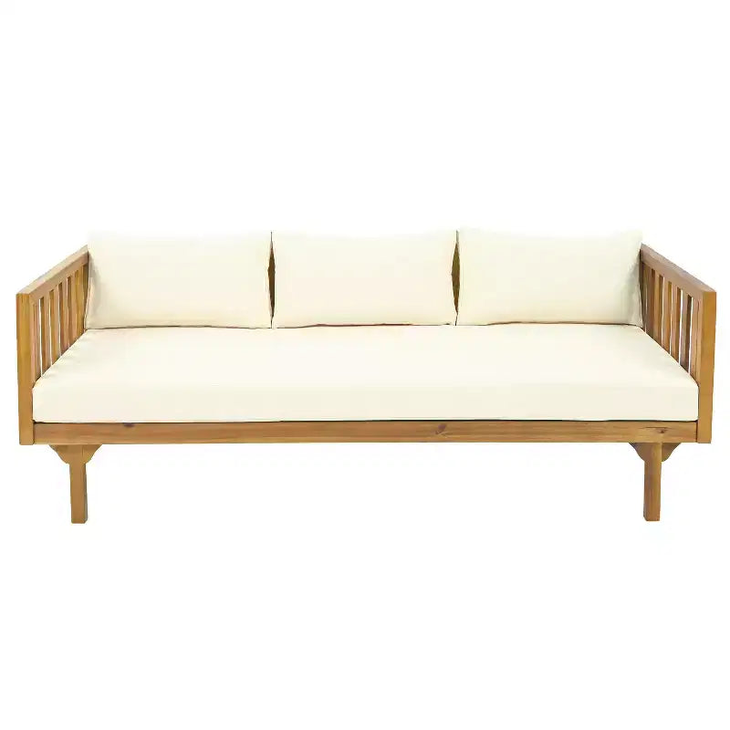 Christopher Knight Home Claremont set da conversazione da 4 pezzi moderno da esterno in legno di acacia con cuscini
