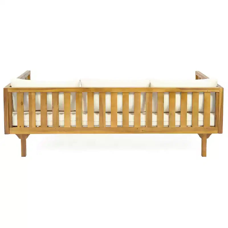 Christopher Knight Home Claremont set da conversazione da 4 pezzi moderno da esterno in legno di acacia con cuscini