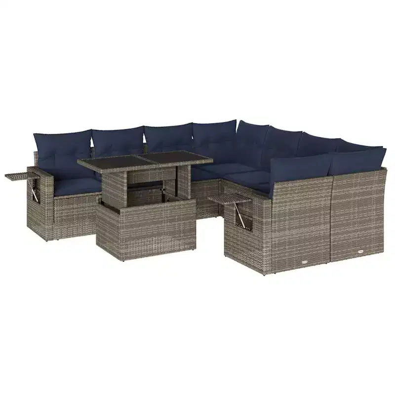 vidaXL Salotto da Giardino con Cuscini in Polirattan e Legno di Acacia