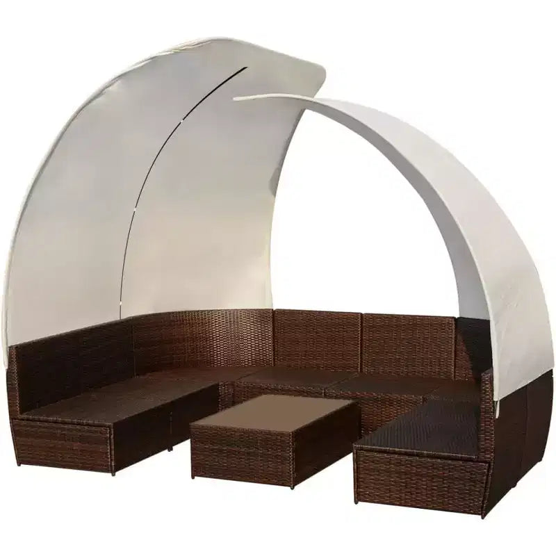 vidaXL Set divano da giardino con tettoia in polyrattan antracite