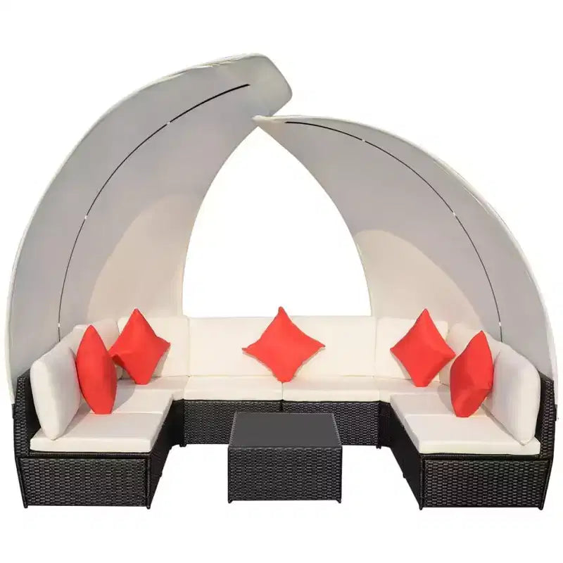 vidaXL Set divano da giardino con tettoia in polyrattan antracite
