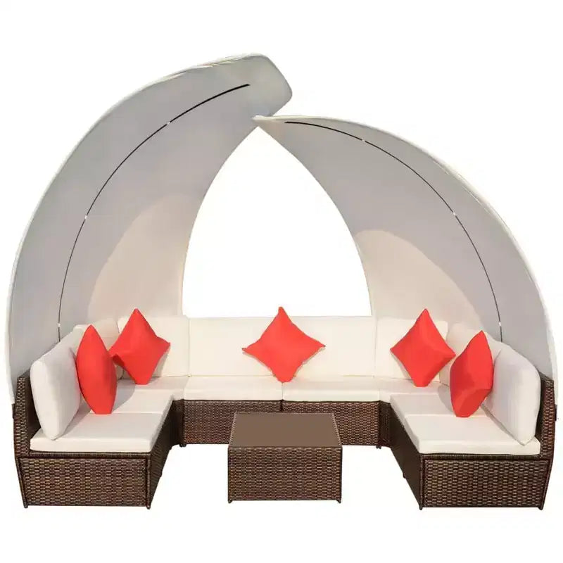 vidaXL Set divano da giardino con tettoia in polyrattan antracite