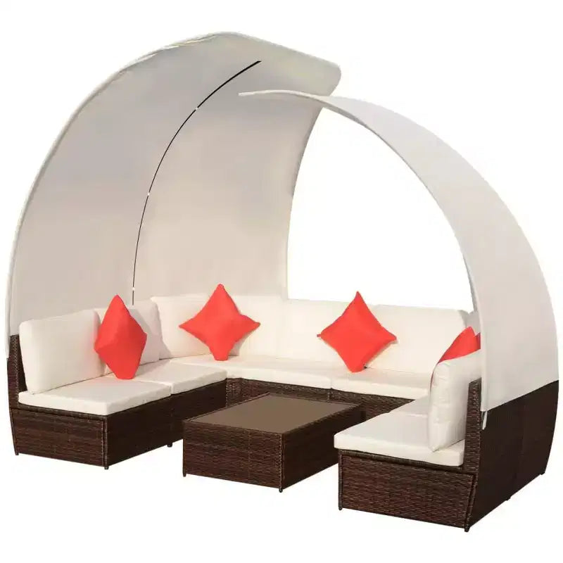 vidaXL Set divano da giardino con tettoia in polyrattan antracite