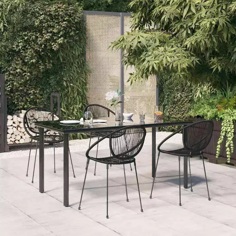 vidaXL Set da pranzo da esterni 5 pz in rattan PE nero