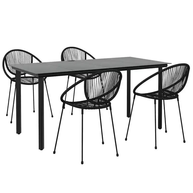 vidaXL Set da pranzo da esterni 5 pz in rattan PE nero
