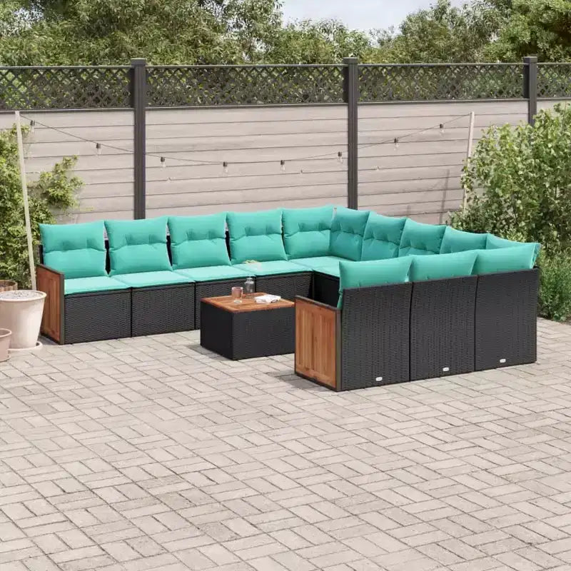 vidaXL Set Divani da Giardino 12 pz con Cuscini in Polyrattan Nero
