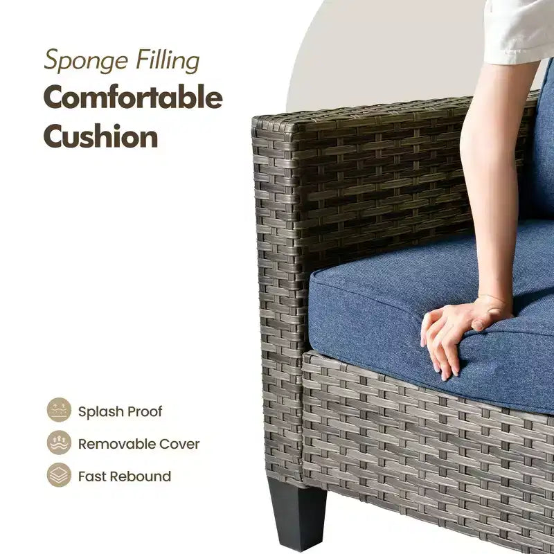 Set sezionale da esterno in rattan a 7 pezzi HOMLUX con divano + poggiapiedi + sedie