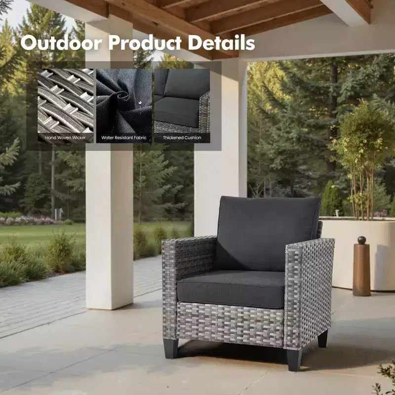 Set di mobili da esterno HOMLUX 5 pezzi: divano a 3 posti + 2 sedie + 2 pouf