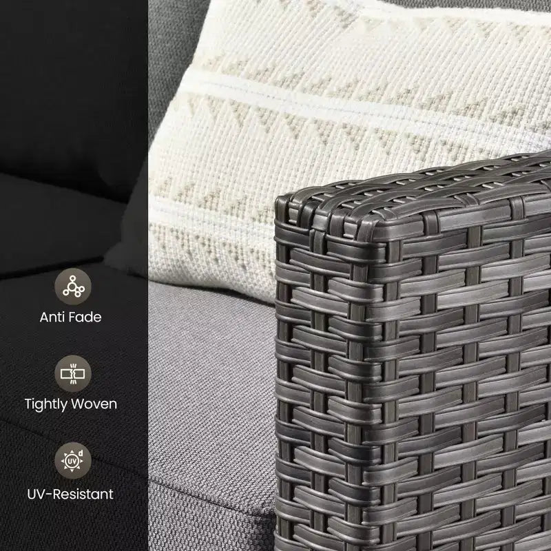 Set di mobili da esterno HOMLUX 5 pezzi: divano a 3 posti + 2 sedie + 2 pouf