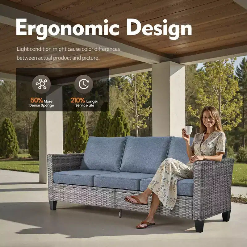 Set di mobili da esterno HOMLUX 5 pezzi: divano a 3 posti + 2 sedie + 2 pouf