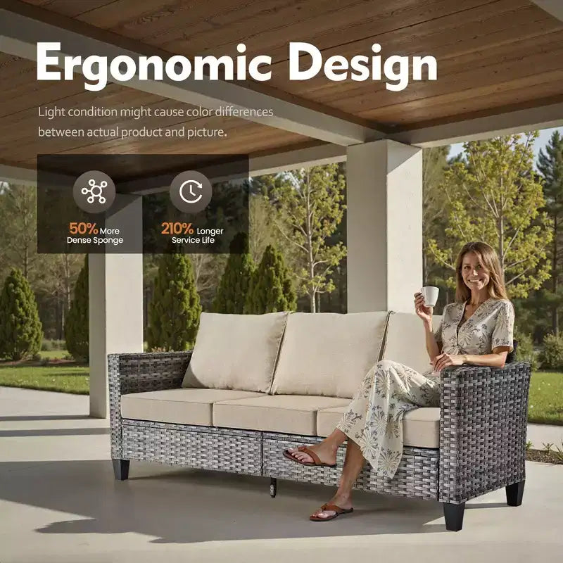 Set di mobili da esterno HOMLUX 5 pezzi: divano a 3 posti + 2 sedie + 2 pouf