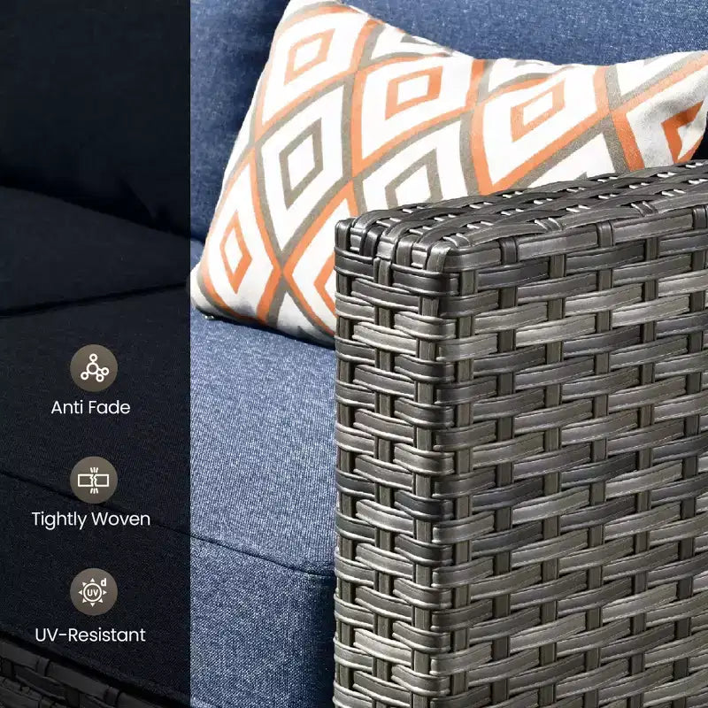 Set di mobili da esterno HOMLUX 5 pezzi: divano a 3 posti + 2 sedie + 2 pouf