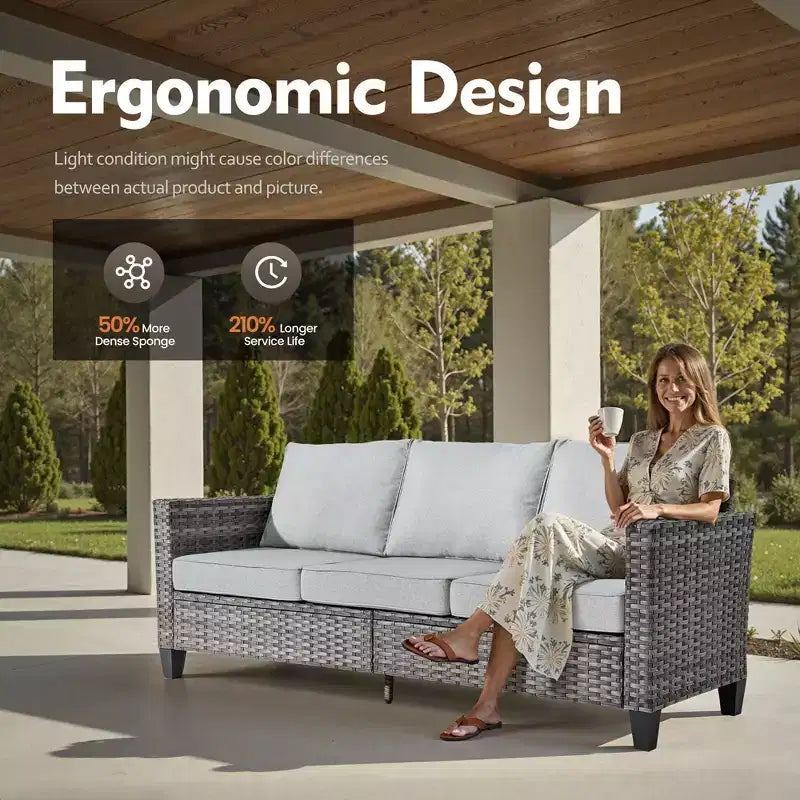 Set di mobili da esterno HOMLUX 5 pezzi: divano a 3 posti + 2 sedie + 2 pouf