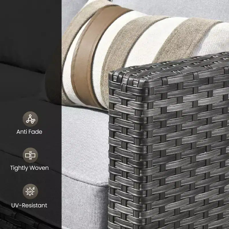 Set di mobili da esterno HOMLUX 5 pezzi: divano a 3 posti + 2 sedie + 2 pouf