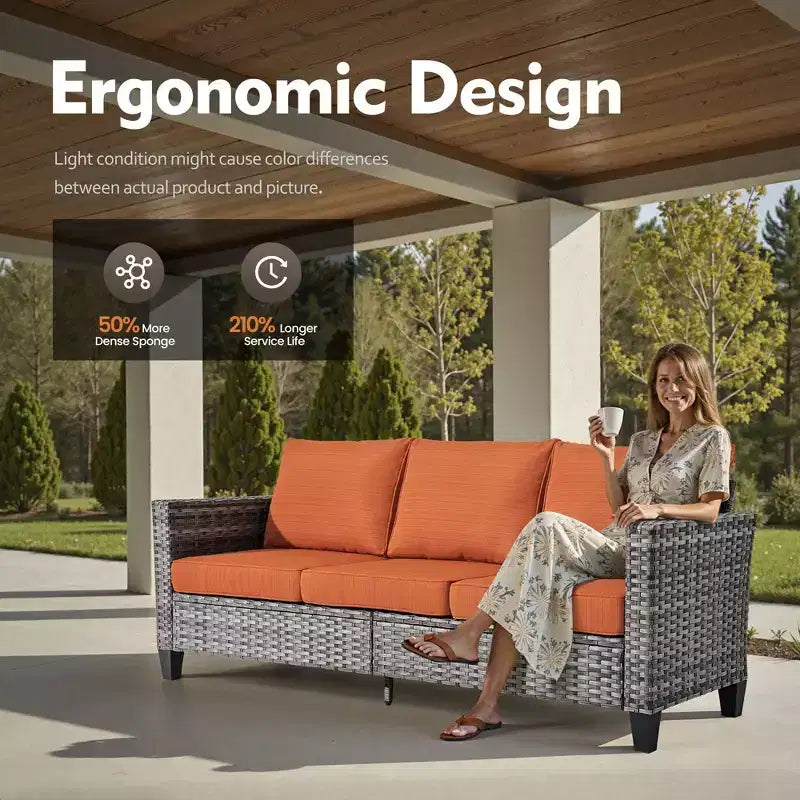 Set di mobili da esterno HOMLUX 5 pezzi: divano a 3 posti + 2 sedie + 2 pouf