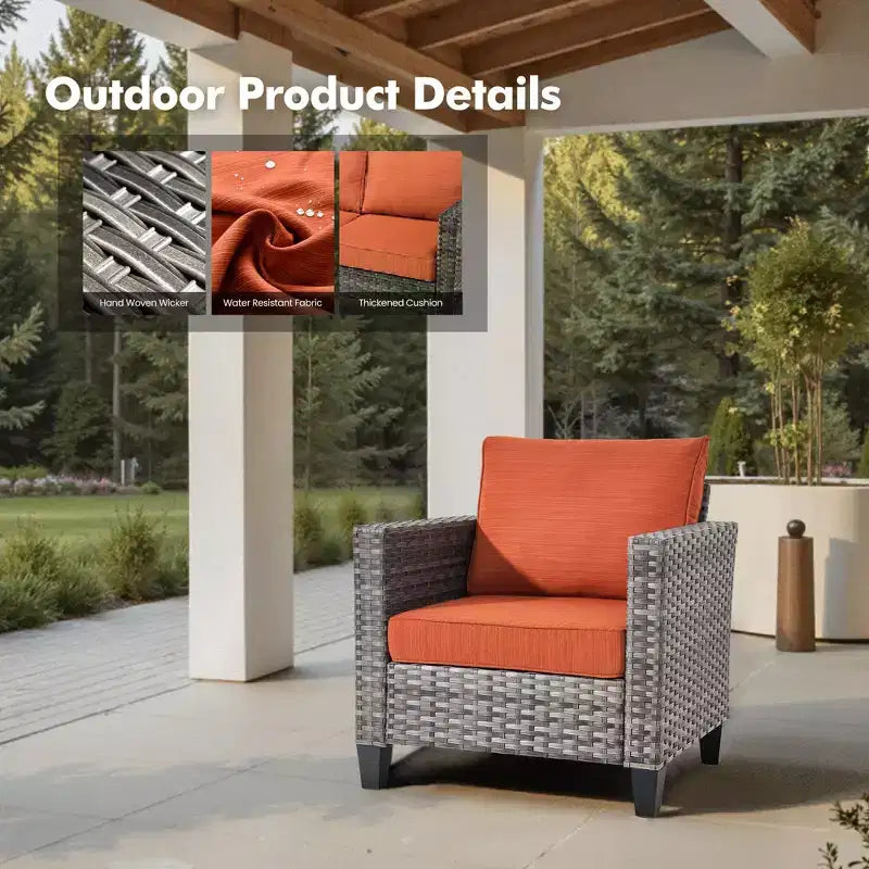Set di mobili da esterno HOMLUX 5 pezzi: divano a 3 posti + 2 sedie + 2 pouf