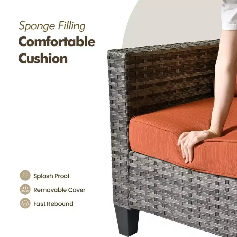 Set di mobili da esterno HOMLUX 5 pezzi: divano a 3 posti + 2 sedie + 2 pouf