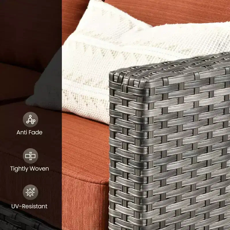 Set di mobili da esterno HOMLUX 5 pezzi: divano a 3 posti + 2 sedie + 2 pouf