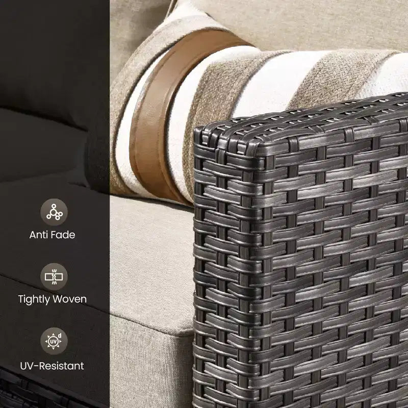 Set di mobili da esterno HOMLUX 5 pezzi: divano a 3 posti + 2 sedie + 2 pouf