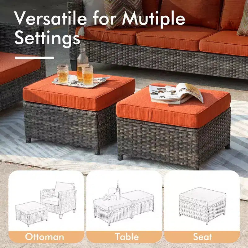 Set da conversazione da patio 6 pezzi HOMLUX con divano a 3 posti e pouf, set di poltrone girevoli