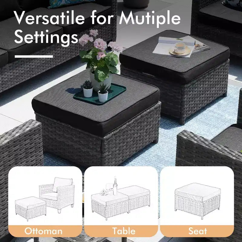 Set da Esterno HOMLUX 10 Pezzi con Tavolo Brazier da 54 Pollici e Sedie Girevoli