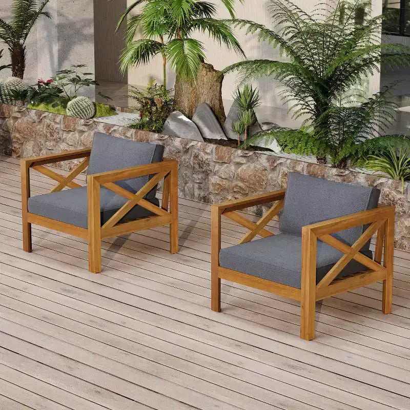 Set da conversazione da patio per piccoli spazi, seduta da esterno in legno di acacia con cuscini e tavolino pieghevole per balcone, ponte, giardino-Panipeachy
