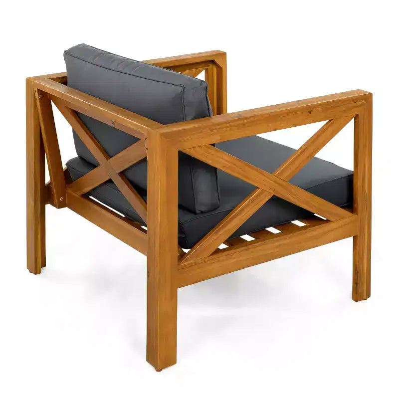 Set da conversazione da patio per piccoli spazi, seduta da esterno in legno di acacia con cuscini e tavolino pieghevole per balcone, ponte, giardino-Panipeachy