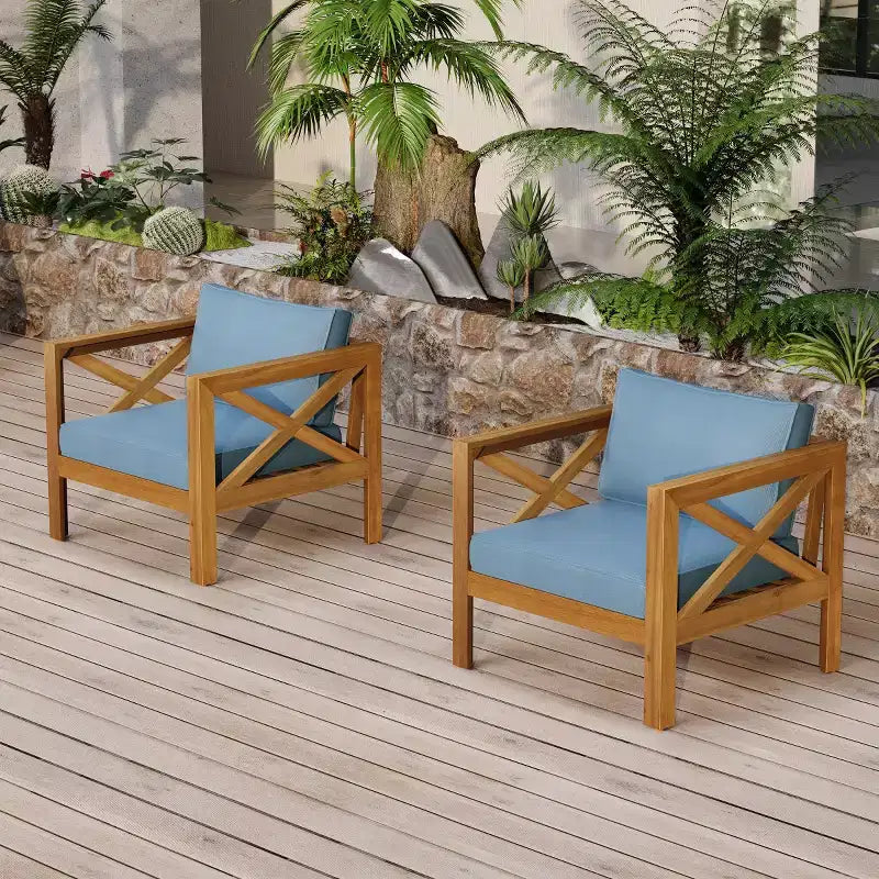 Set da conversazione da patio per piccoli spazi, seduta da esterno in legno di acacia con cuscini e tavolino pieghevole per balcone, ponte, giardino-Panipeachy