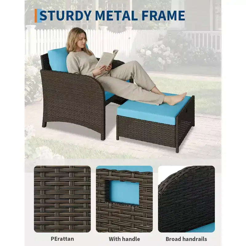 Set di mobili da giardino da 5 pezzi con struttura in rattan PE, sedute da esterno per tutte le stagioni per giardino, balcone e patio