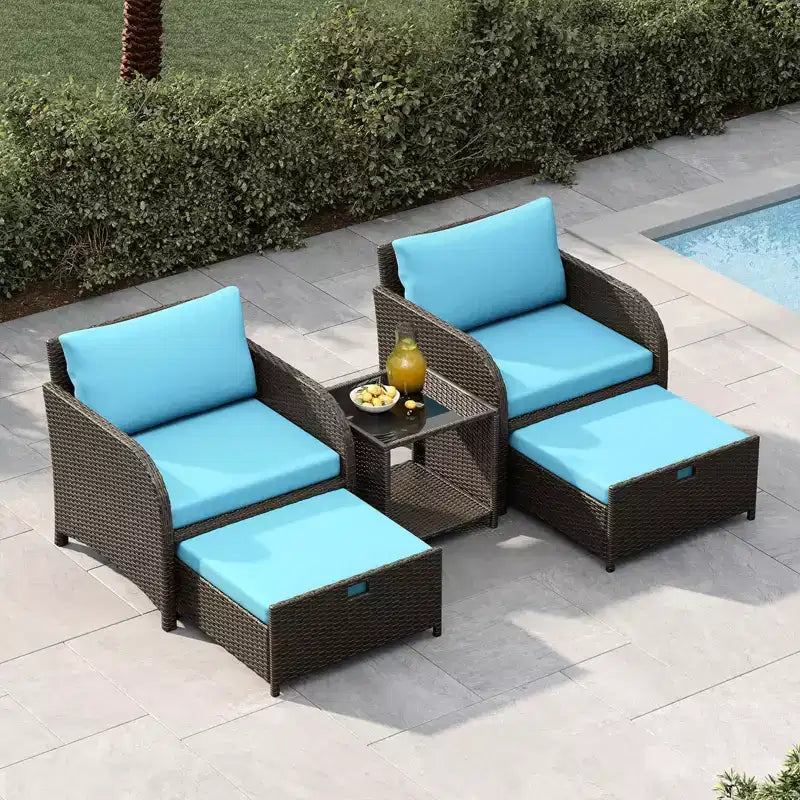 Set di mobili da giardino da 5 pezzi con struttura in rattan PE, sedute da esterno per tutte le stagioni per giardino, balcone e patio