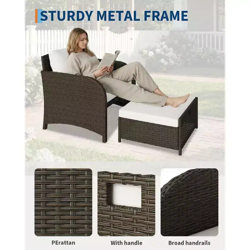 Set di mobili da giardino da 5 pezzi con struttura in rattan PE, sedute da esterno per tutte le stagioni per giardino, balcone e patio