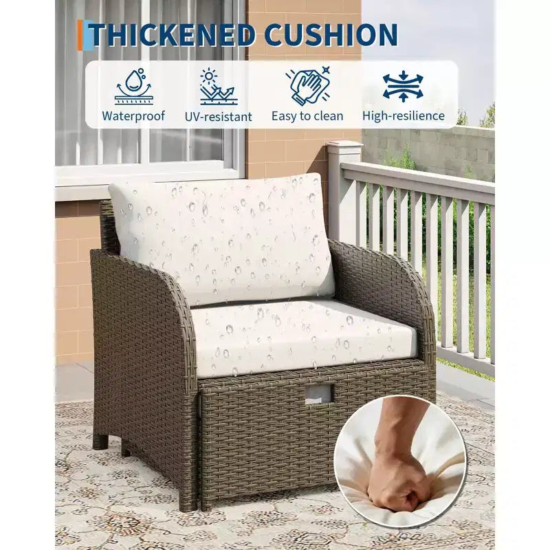 Set di mobili da giardino da 5 pezzi con struttura in rattan PE, sedute da esterno per tutte le stagioni per giardino, balcone e patio
