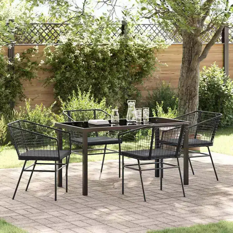 vidaXL Set da pranzo da giardino 5 pz in polyrattan nero