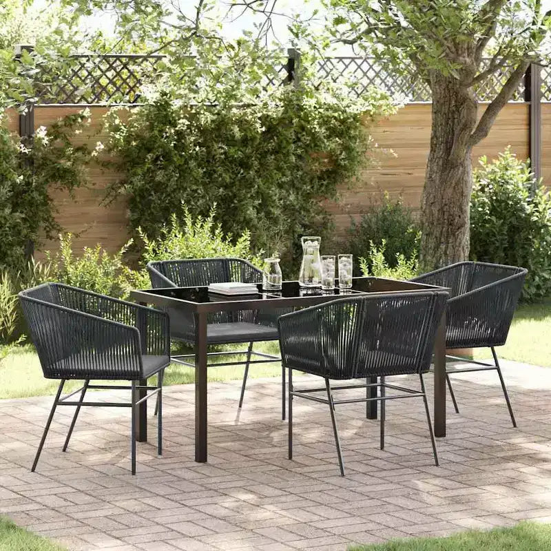 vidaXL Set da pranzo da giardino con cuscini 5 pz in acciaio verniciato a polvere nero