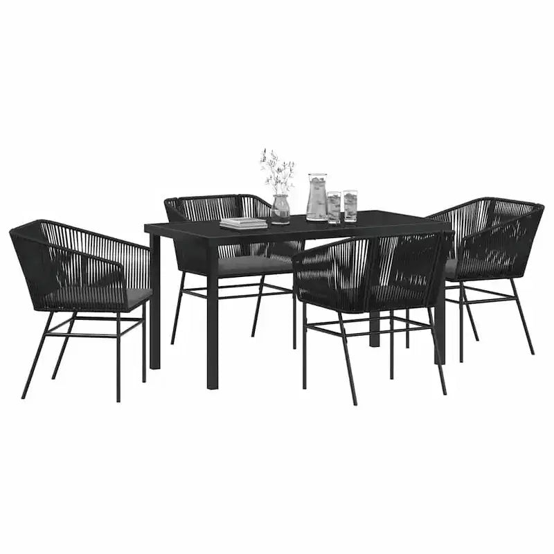 vidaXL Set da pranzo da giardino con cuscini 5 pz in acciaio verniciato a polvere nero