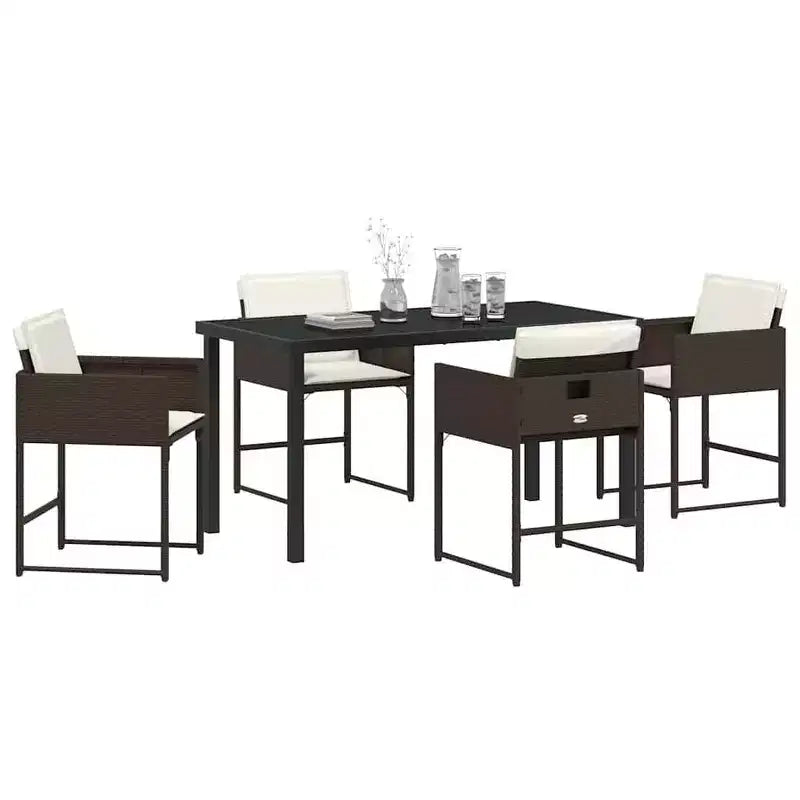 vidaXL Set da pranzo da giardino con cuscini 5 pz marrone in polyrattan