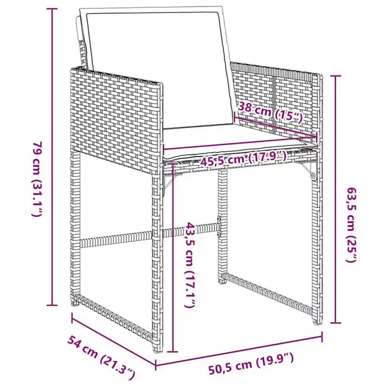 vidaXL Set da pranzo da giardino con cuscini 5 pz marrone in polyrattan