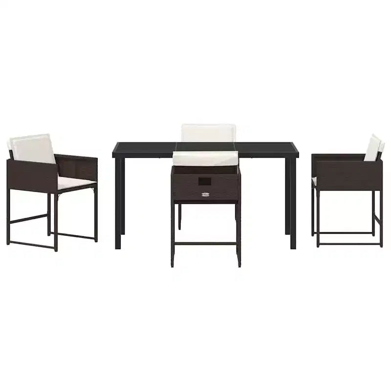 vidaXL Set da pranzo da giardino con cuscini 5 pz marrone in polyrattan