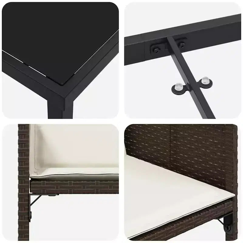vidaXL Set da pranzo da giardino con cuscini 5 pz marrone in polyrattan