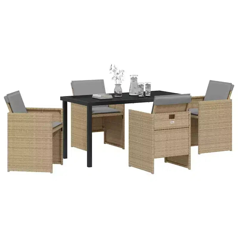 vidaXL Set da pranzo da giardino con cuscini 5 pz Rattan PE Beige