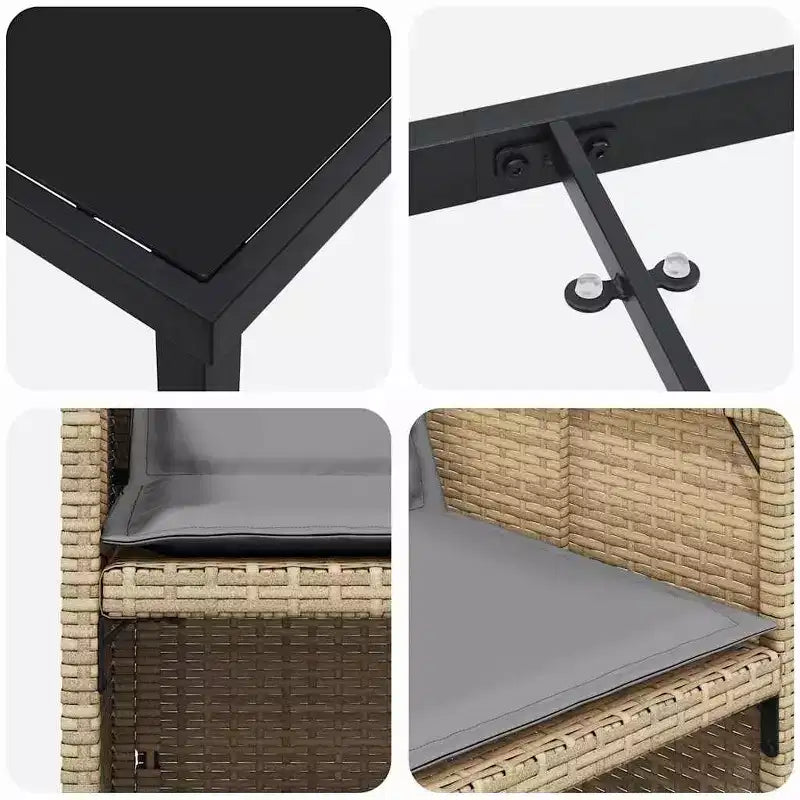 vidaXL Set da pranzo da giardino con cuscini 5 pz Rattan PE Beige