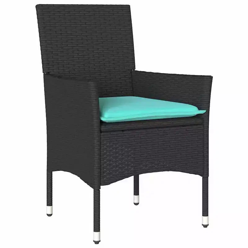 vidaXL Set Tavolo e Sedie con Cuscini 5 pz Rattan PE Nero