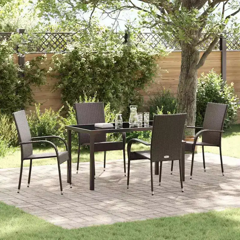 vidaXL Set da pranzo da giardino 5 pz in acciaio verniciato a polvere marrone