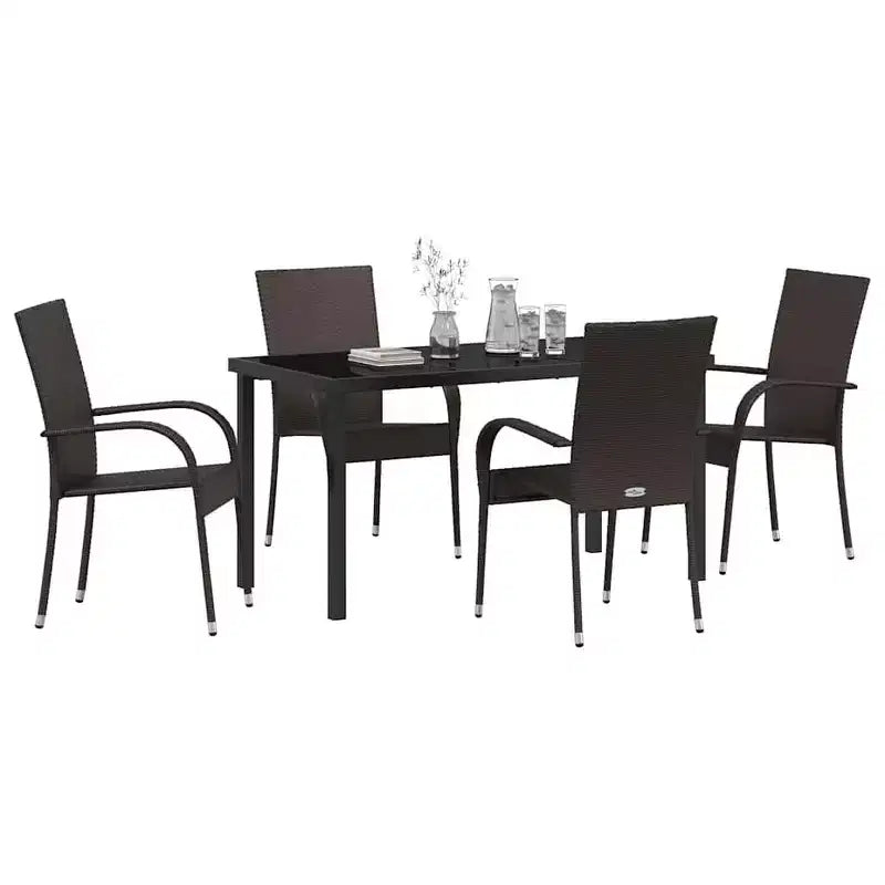 vidaXL Set da pranzo da giardino 5 pz in acciaio verniciato a polvere marrone