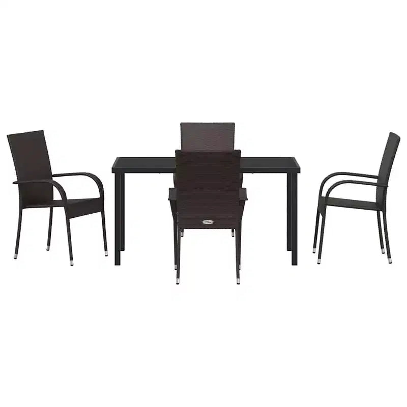 vidaXL Set da pranzo da giardino 5 pz in acciaio verniciato a polvere marrone