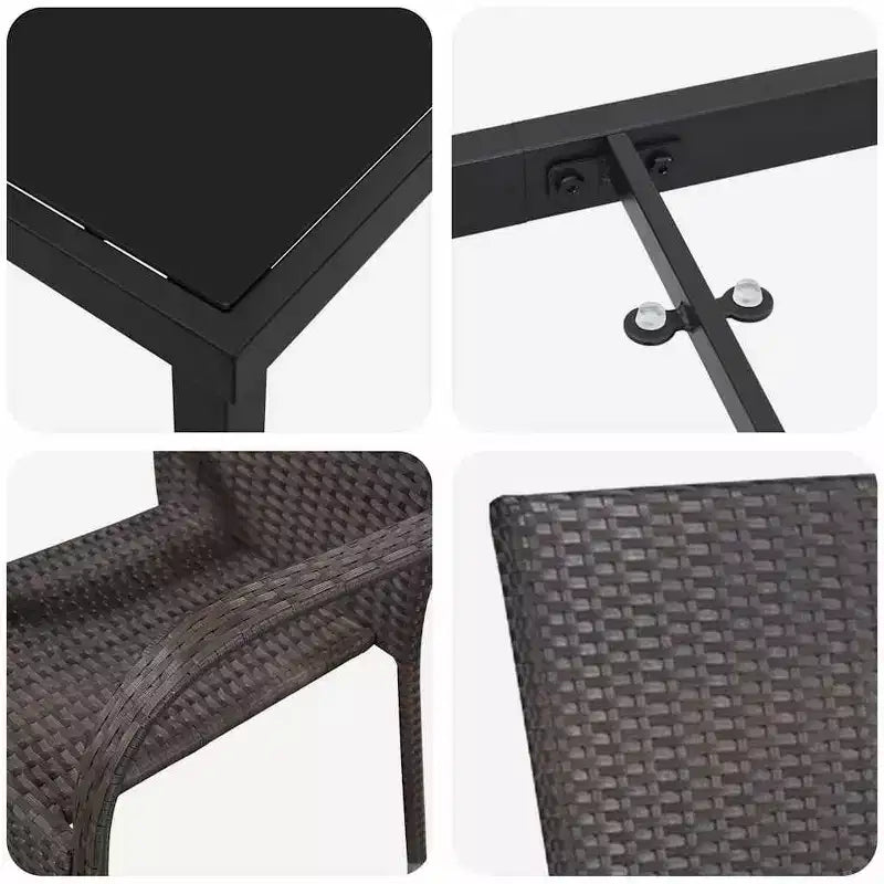 vidaXL Set da pranzo da giardino 5 pz in acciaio verniciato a polvere marrone