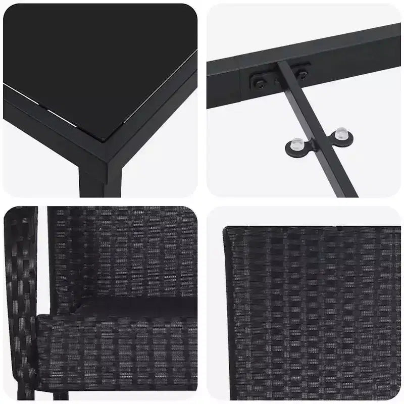 vidaXL Set da pranzo da giardino 5 pz in acciaio verniciato a polvere nero