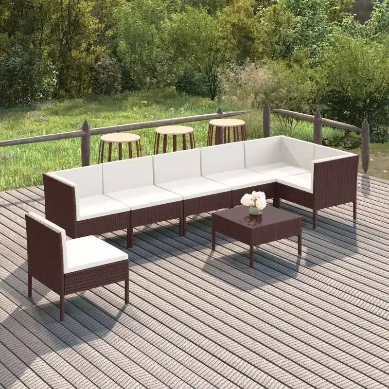 vidaXL Set divani da giardino 6 pz con cuscini polyrattan grigio