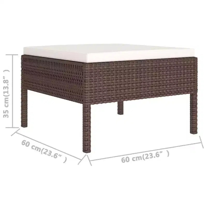 vidaXL Set Lounge da Esterno a 11 Pezzi con Cuscini in Poly Rattan Marrone